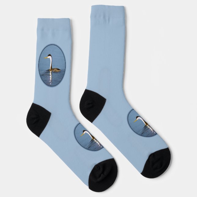 Clark's Grebe Painting - Original Wild Bird Art Socks (Right)