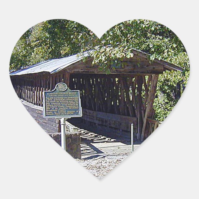 Clarkson Covered Bridge Alabama  Heart Sticker (Front)