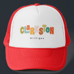 Clarkston Michigan Trucker Hat<br><div class="desc">Clarkston Michigan modern retro</div>