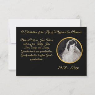 Clasic Black and Gold  Black Personalised Sympathy Thank You Card