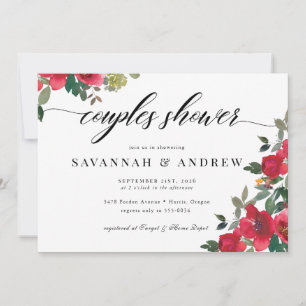 Clasic Floral Elegant Script Couples Bridal Shower Invitation