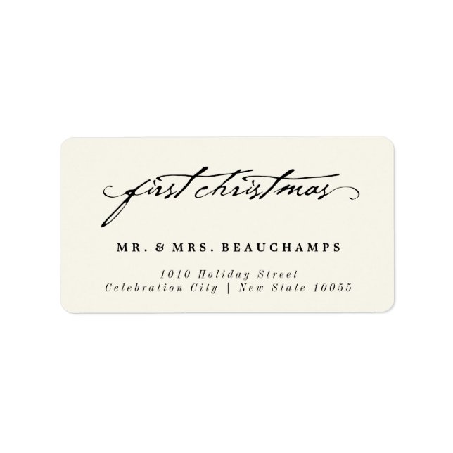 Clasic Handwriting Mr & Mrs 1st Noel Address Label (Front)