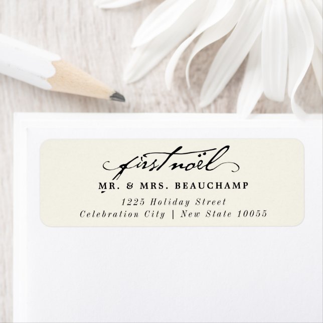 Clasic Handwriting Mr & Mrs 1st Noel Address Label (Insitu)
