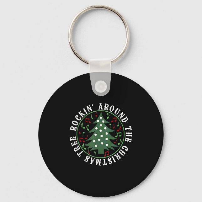 Clasicc Rockin Around Christmas Tree Gift Men Wome Key Ring (Front)