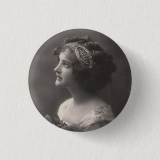 Clasp plates vintage lady 3 cm round badge