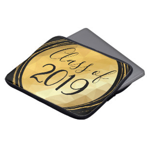 Class 0f 2019 graduate black and gold minimal laptop sleeve
