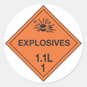 Class 1.1L Explosives Hazard Sign Classic Round Sticker