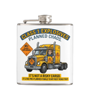 Class 1 Explosives Trucker Gift Funny ADR Hazard Hip Flask