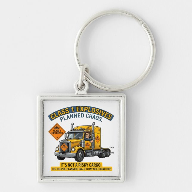 Class 1 Explosives Trucker Gift | Funny ADR Hazard Key Ring (Front)