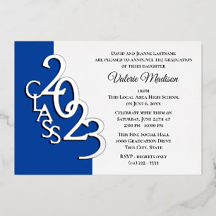 Class 2023 Graduation Blue and Silver Foil