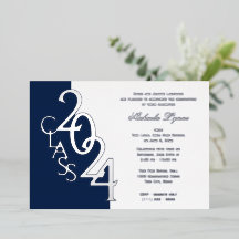 Class 2024 Graduation Navy Blue and Silver Foil 