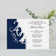 Class 2024 Graduation Navy Blue and Silver Foil 