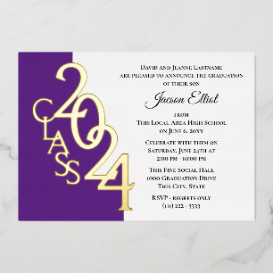 Class 2024 Graduation Purple and Gold Foil