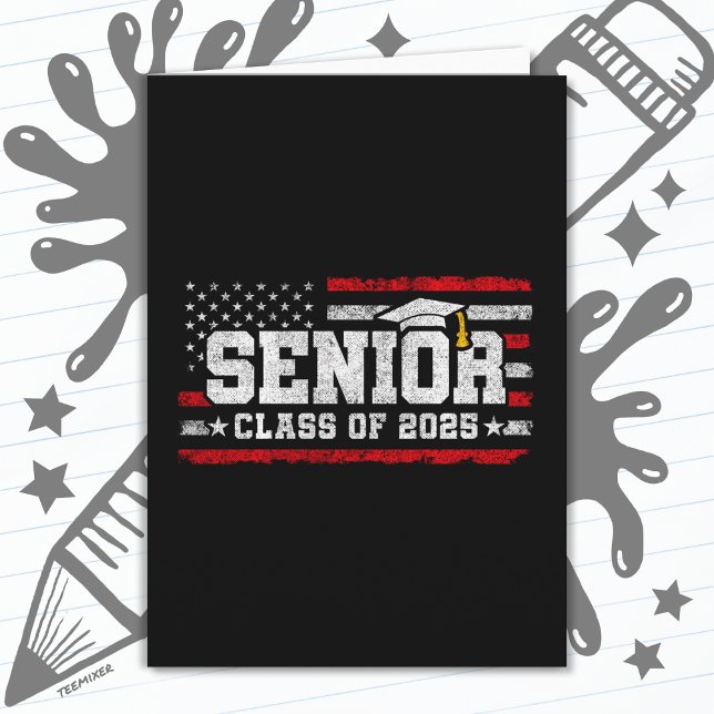 Class 2025 Graduation American Flag Senior 2025 Card (Creator Uploaded)