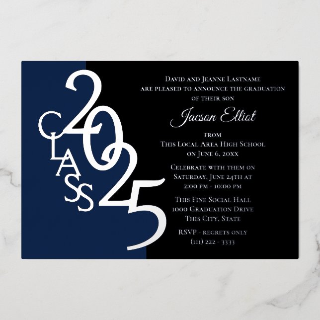 Class 2025 Graduation Gold Foil with Colour Option (Front)