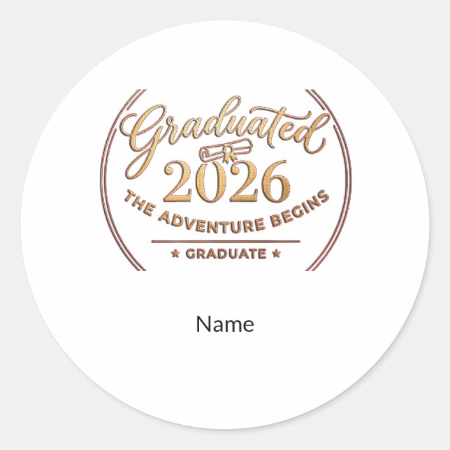 Class 2026 Gold Foil Sticker / Pegatina Graduación (Front)