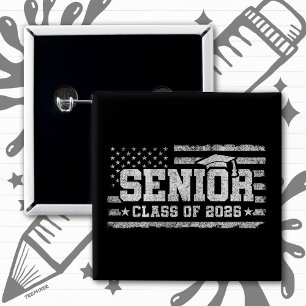 Class 2026 Graduation American Flag Senior 2026 15 Cm Square Badge