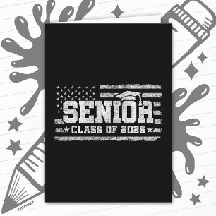 Class 2026 Graduation American Flag Senior 2026 Card