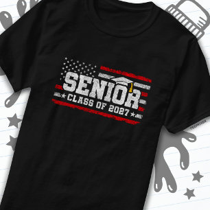 Class 2027 Graduation American Flag Senior 2027 T-Shirt