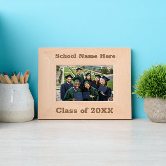 Class 20XX School Group Photograph Rustic Script Etched Frames