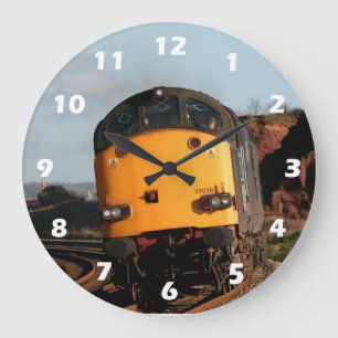 Class 37 diesel engine, number 37038, with numbers large clock