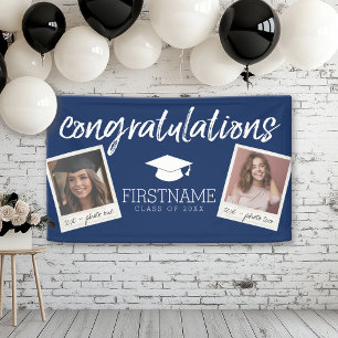 Class Any Year Graduation 2 Square Photo Collage Banner
