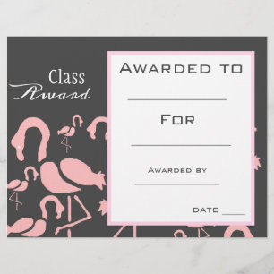 Class award cute flamingo animals