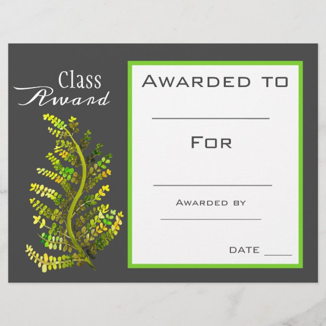 Class award science plant biology student (Front)