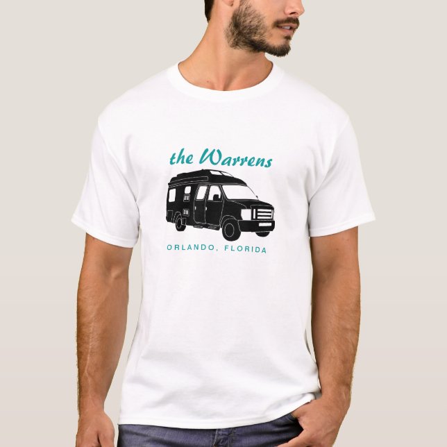 Class B Motorhome / Camper Van Silhouette Graphic T-Shirt (Front)