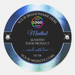 Class Black Shiny Royal Blue Logo Product Label