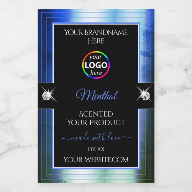 Class Black Shiny Royal Blue Logo Product Label (Single Label)
