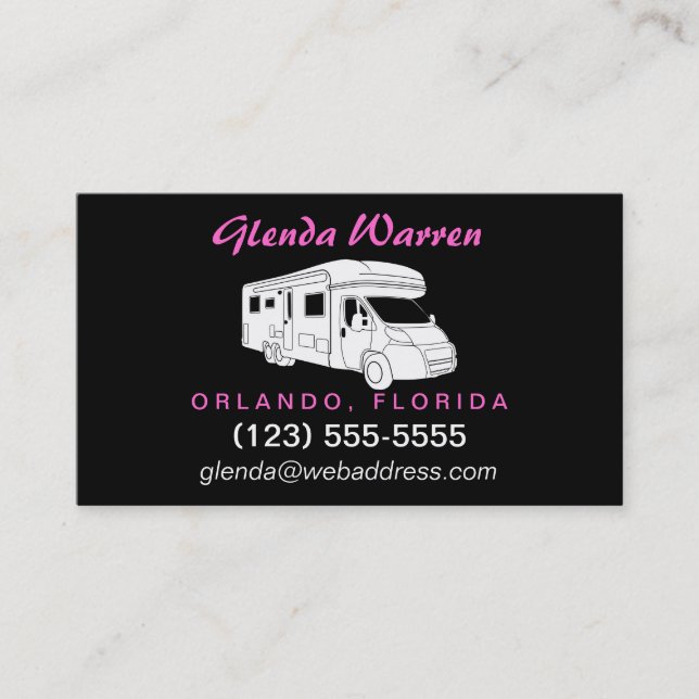 Class C Motorhome Silhouette Calling Card (Front)