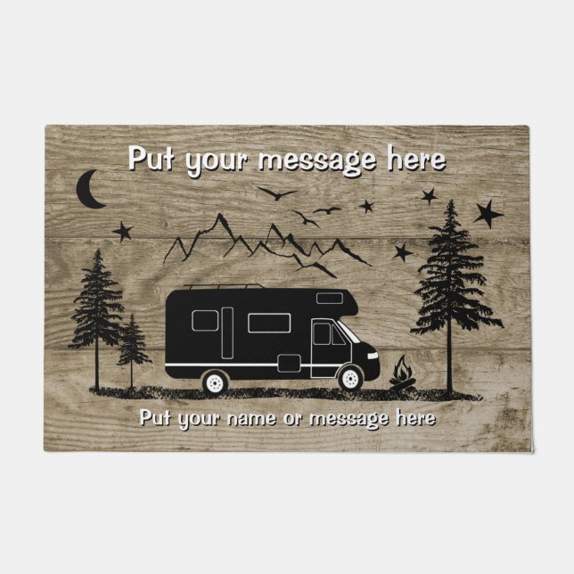Class C RV Rustic Personalised design Doormat (Front)