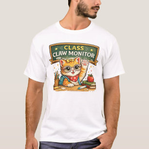 Class Claw Monitor Cat Design T-Shirt