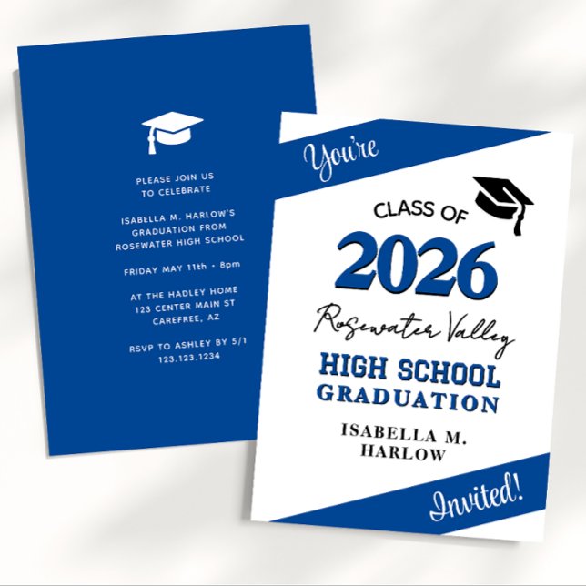 Class Colours Blue YY Graduation Invitation (Creator Uploaded)