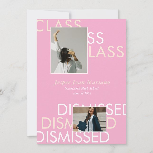 Class Dismissed 2026 Photo Minimal Graduation  Invitation (Front)
