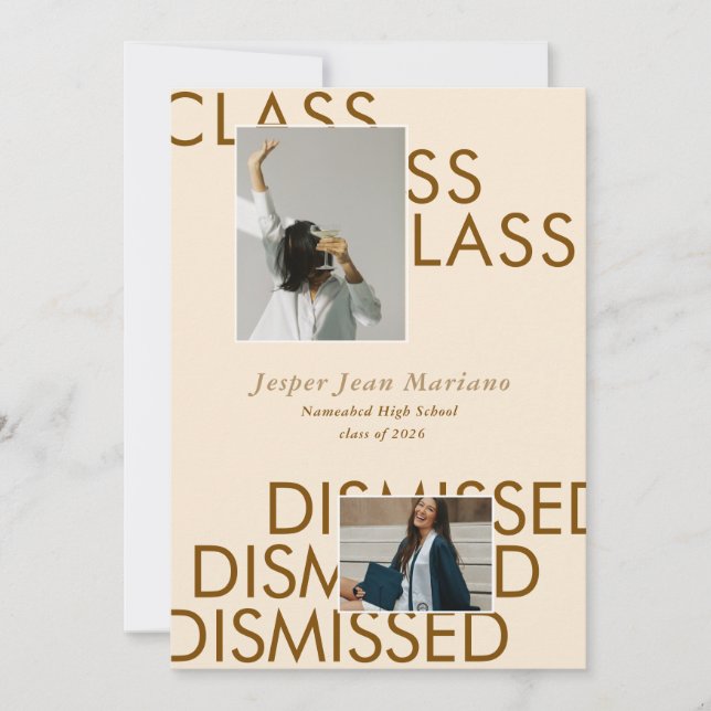 Class Dismissed 2026 Photo Minimal Graduation  Invitation (Front)