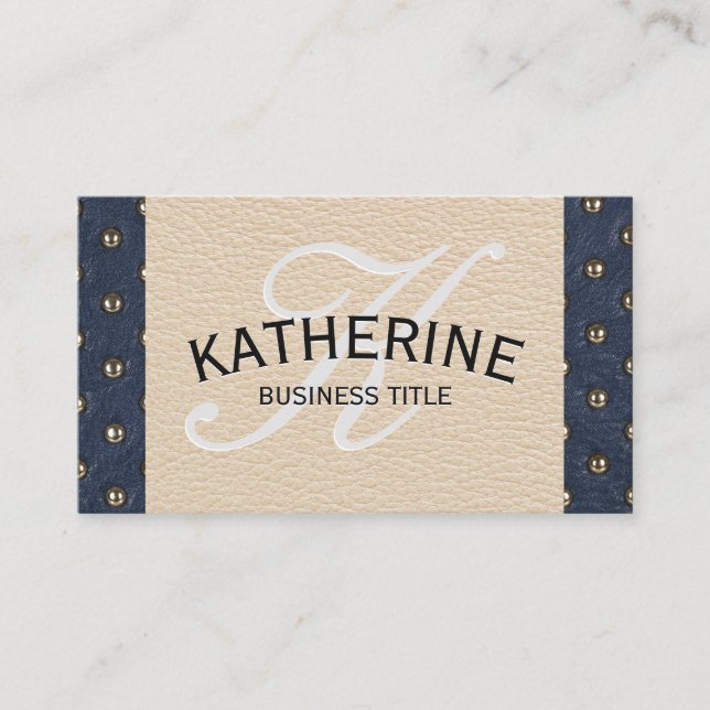 Class Monogram | Leather Upholstered Business Card (Front)