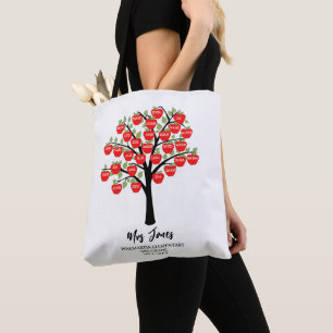 class names teacher thank you apple word art tote bag