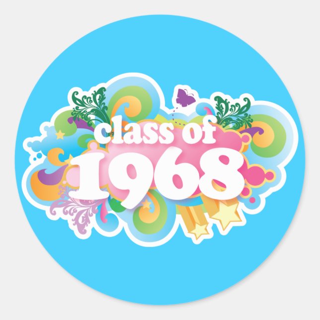 Class of 1968 classic round sticker (Front)