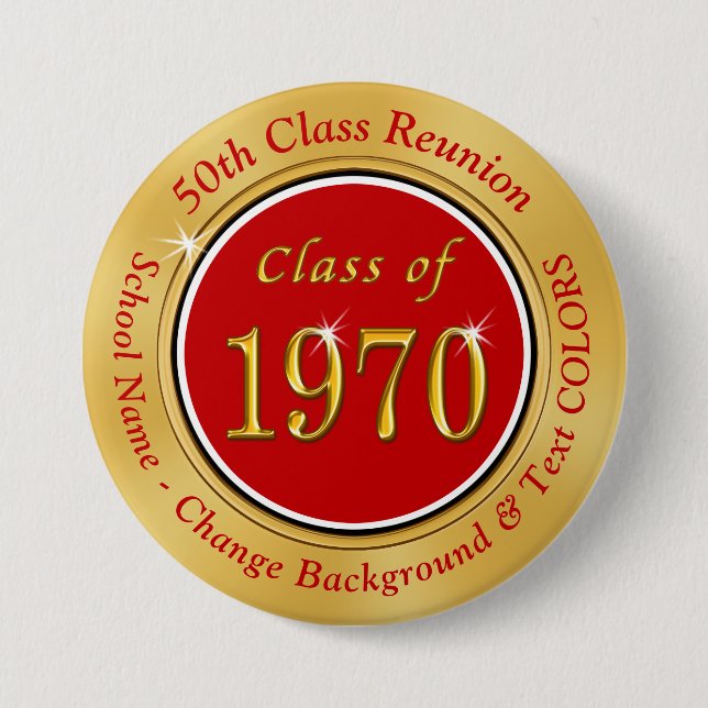 Class of 1970 Cheap 50th Class Reunion Gifts 7.5 Cm Round Badge (Front)