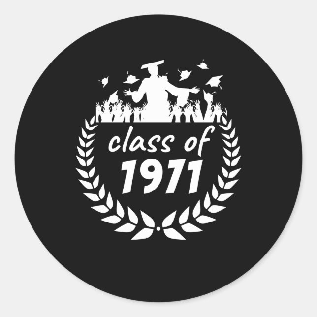 class of 1971 graduation or reunion design by year classic round sticker (Front)