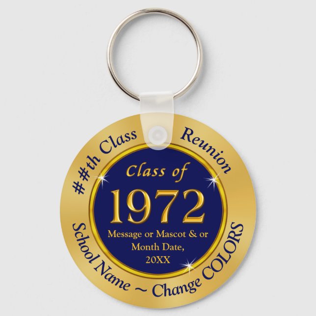 Class of 1972 Favours, Keychains Navy Blue and Gol (Front)
