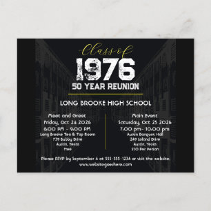 Class of 1976 50 Year High School Reunion 2 Events Postcard