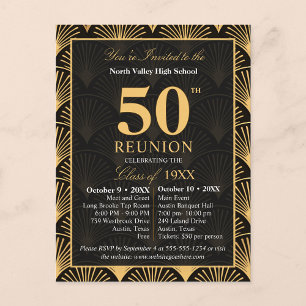 Class of 1976 50th Reunion Invitation Art Deco Postcard