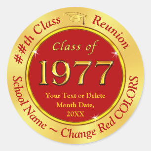 Class of 1977 Favour Stickers, Decorations or... Classic Round Sticker