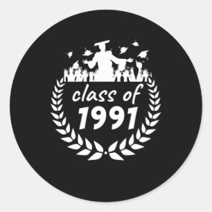 class of 1991 graduation or reunion design by classic round sticker