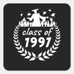 class of 1997 graduation or reunion design by square sticker
