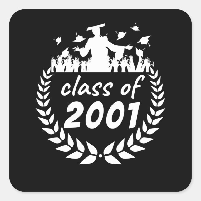 class of 2001 graduation or reunion design by square sticker (Front)