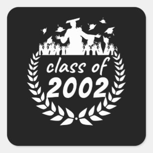 class of 2002 graduation or reunion design by square sticker